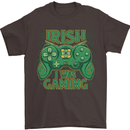 Irish I Was Gaming St Patricks Day Funny Gamer Mens T-Shirt 100% Cotton Dark Chocolate