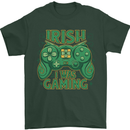 Irish I Was Gaming St Patricks Day Funny Gamer Mens T-Shirt 100% Cotton Forest Green