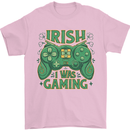 Irish I Was Gaming St Patricks Day Funny Gamer Mens T-Shirt 100% Cotton Light Pink