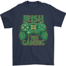 Irish I Was Gaming St Patricks Day Funny Gamer Mens T-Shirt 100% Cotton Navy Blue