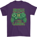 Irish I Was Gaming St Patricks Day Funny Gamer Mens T-Shirt 100% Cotton Purple