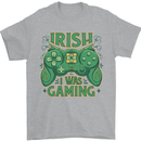 Irish I Was Gaming St Patricks Day Funny Gamer Mens T-Shirt 100% Cotton Sports Grey