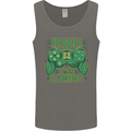 Irish I Was Gaming St Patricks Day Funny Gamer Mens Vest Tank Top Charcoal