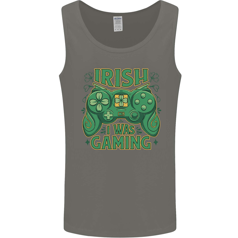 Irish I Was Gaming St Patricks Day Funny Gamer Mens Vest Tank Top Charcoal