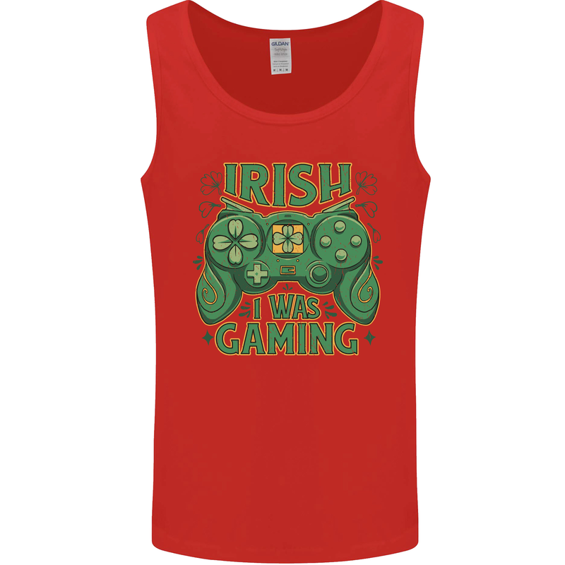 Irish I Was Gaming St Patricks Day Funny Gamer Mens Vest Tank Top Red