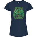 Irish I Was Gaming St Patricks Day Funny Gamer Womens Petite Cut T-Shirt Navy Blue