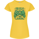 Irish I Was Gaming St Patricks Day Funny Gamer Womens Petite Cut T-Shirt Yellow