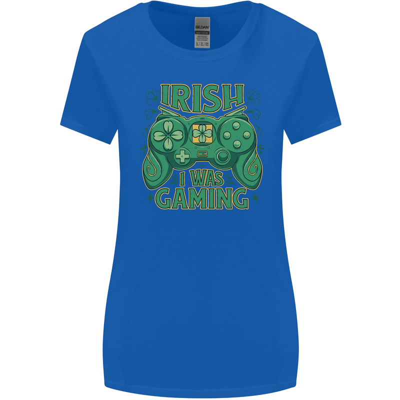 Irish I Was Gaming St Patricks Day Funny Gamer Womens Wider Cut T-Shirt Royal Blue