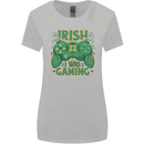Irish I Was Gaming St Patricks Day Funny Gamer Womens Wider Cut T-Shirt Sports Grey