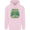 Irish I Was Gaming St Patricks Day Gamer Childrens Kids Hoodie Light Pink