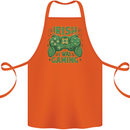 Irish I Was Gaming St Patricks Day Gamer Cotton Apron 100% Organic Orange