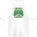 Irish I Was Gaming St Patricks Day Gamer Cotton Apron 100% Organic White