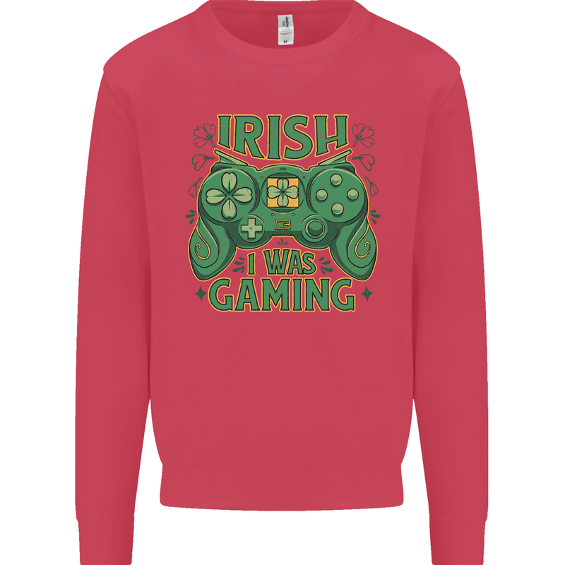 Irish I Was Gaming St Patricks Day Gamer Kids Sweatshirt Jumper Heliconia