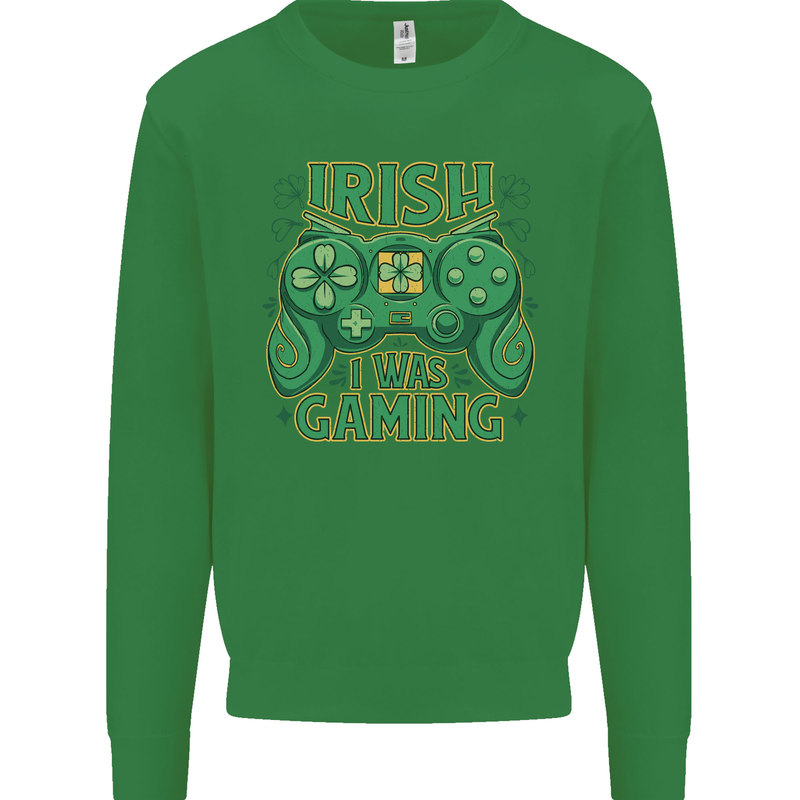 Irish I Was Gaming St Patricks Day Gamer Kids Sweatshirt Jumper Irish Green
