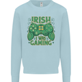Irish I Was Gaming St Patricks Day Gamer Kids Sweatshirt Jumper Light Blue