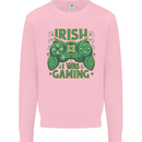 Irish I Was Gaming St Patricks Day Gamer Kids Sweatshirt Jumper Light Pink