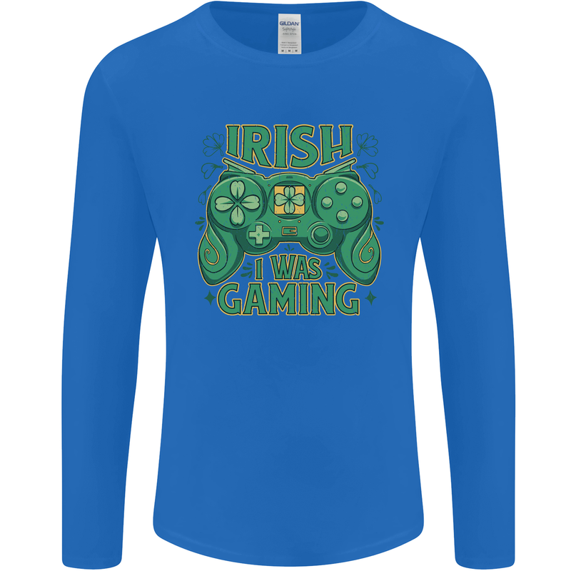 Irish I Was Gaming St Patricks Day Gamer Mens Long Sleeve T-Shirt Royal Blue