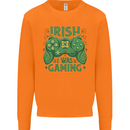 Irish I Was Gaming St Patricks Day Gamer Mens Sweatshirt Jumper Orange