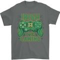 Irish I Was Gaming St Patricks Day Gamer Mens T-Shirt 100% Cotton Charcoal
