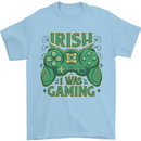 Irish I Was Gaming St Patricks Day Gamer Mens T-Shirt 100% Cotton Light Blue