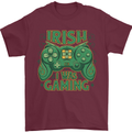 Irish I Was Gaming St Patricks Day Gamer Mens T-Shirt 100% Cotton Maroon