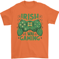 Irish I Was Gaming St Patricks Day Gamer Mens T-Shirt 100% Cotton Orange
