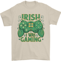 Irish I Was Gaming St Patricks Day Gamer Mens T-Shirt 100% Cotton Sand