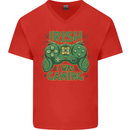 Irish I Was Gaming St Patricks Day Gamer Mens V-Neck Cotton T-Shirt Red
