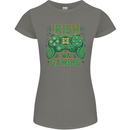 Irish I Was Gaming St Patricks Day Gamer Womens Petite Cut T-Shirt Charcoal