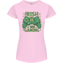 Irish I Was Gaming St Patricks Day Gamer Womens Petite Cut T-Shirt Light Pink
