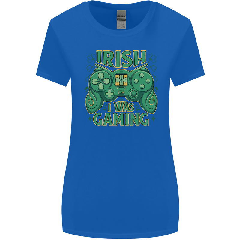 Irish I Was Gaming St Patricks Day Gamer Womens Wider Cut T-Shirt Royal Blue