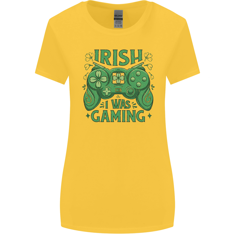 Irish I Was Gaming St Patricks Day Gamer Womens Wider Cut T-Shirt Yellow