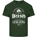 Irish Italian Funny St Patricks Day Mens Cotton T-Shirt Tee Top Forest Green