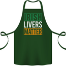 Irish Livers Matter Funny St Patricks Day Beer Cotton Apron 100% Organic Forest Green