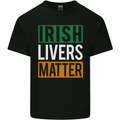 Irish Livers Matter Funny St Patricks Day Beer Mens Cotton T-Shirt Tee Top Black