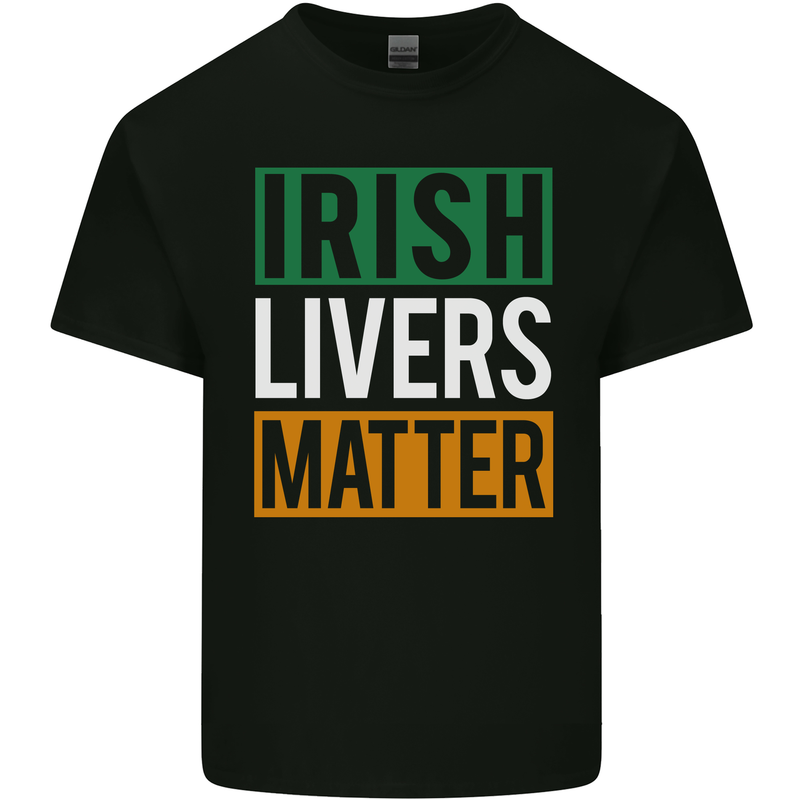 Irish Livers Matter Funny St Patricks Day Beer Mens Cotton T-Shirt Tee Top Black