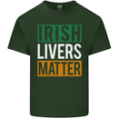 Irish Livers Matter Funny St Patricks Day Beer Mens Cotton T-Shirt Tee Top Forest Green
