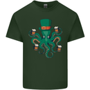 Irish Octopus Funny St Patricks Day Beer Alcohol Mens Cotton T-Shirt Tee Top Forest Green