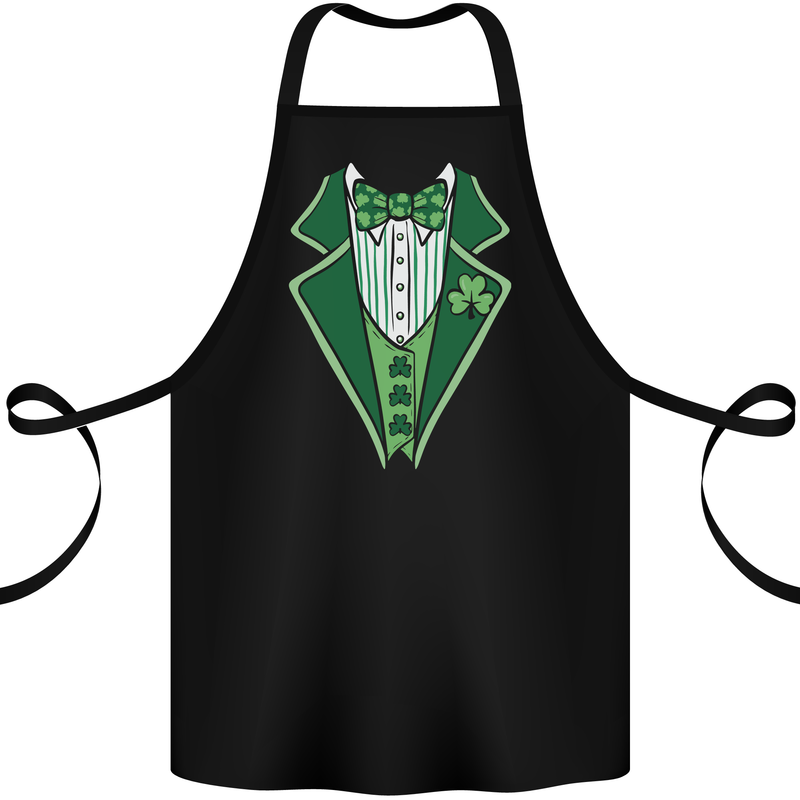 Irish Tux Tuxedo Funny St Patricks Day Cotton Apron 100% Organic Black