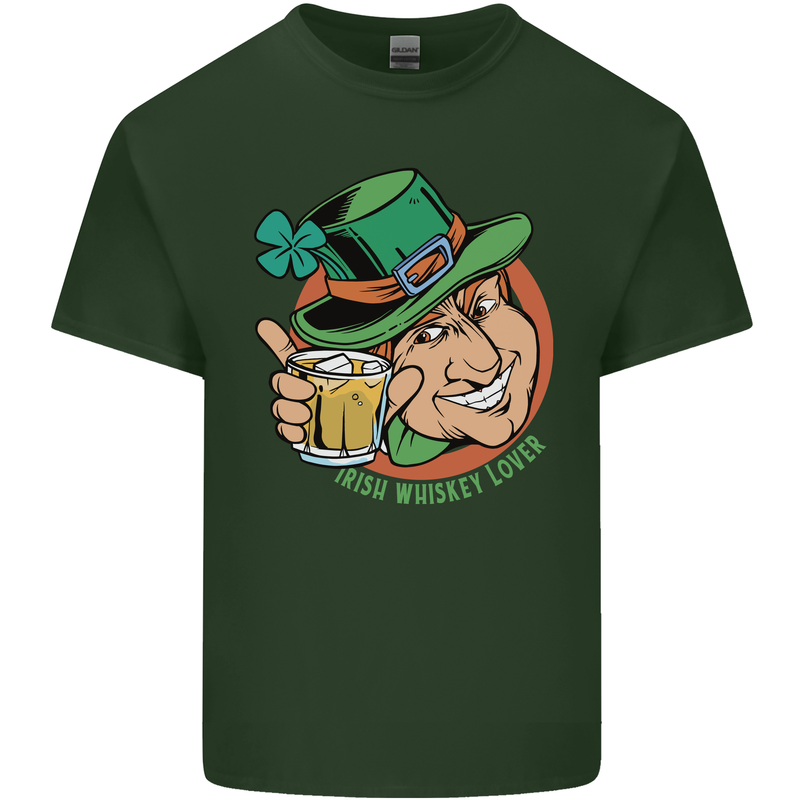Irish Whiskey Lover Funny St Patricks Day Alcohol Mens Cotton T-Shirt Tee Top Forest Green