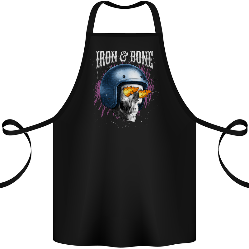 Iron and Bone Bike Skull Motorcycle Motorbike Cotton Apron 100% Organic Black