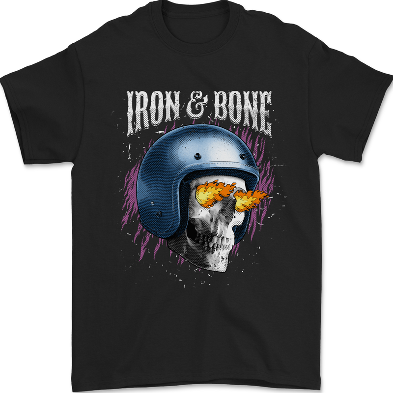 Iron and Bone Bike Skull Motorcycle Motorbike Mens T-Shirt 100% Cotton Black