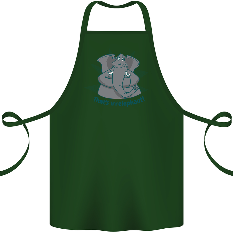 Irrelephant Funny Elephant Cotton Apron 100% Organic Forest Green