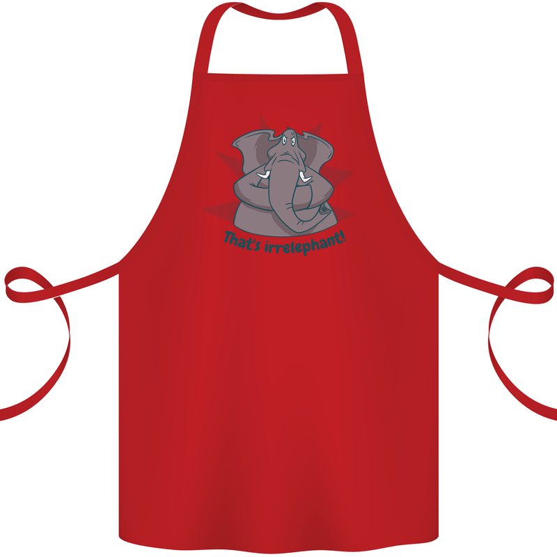 Irrelephant Funny Elephant Cotton Apron 100% Organic Red