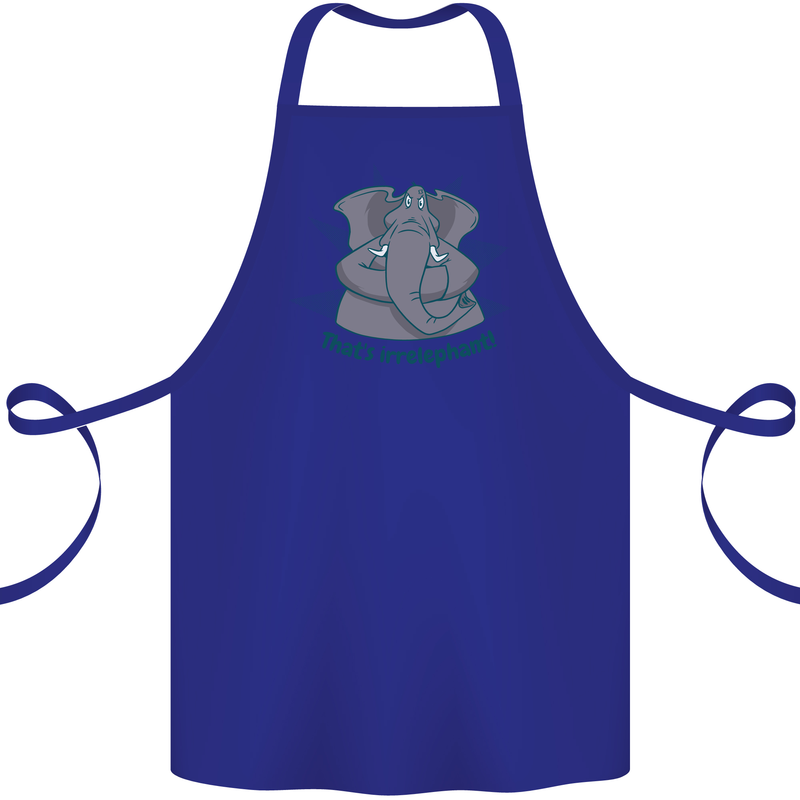 Irrelephant Funny Elephant Cotton Apron 100% Organic Royal Blue