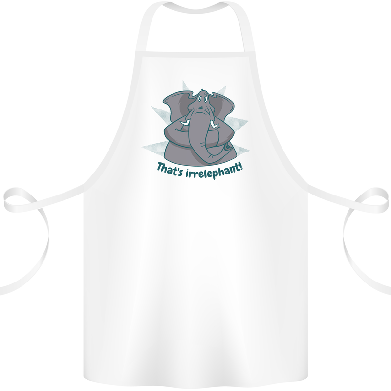 Irrelephant Funny Elephant Cotton Apron 100% Organic White