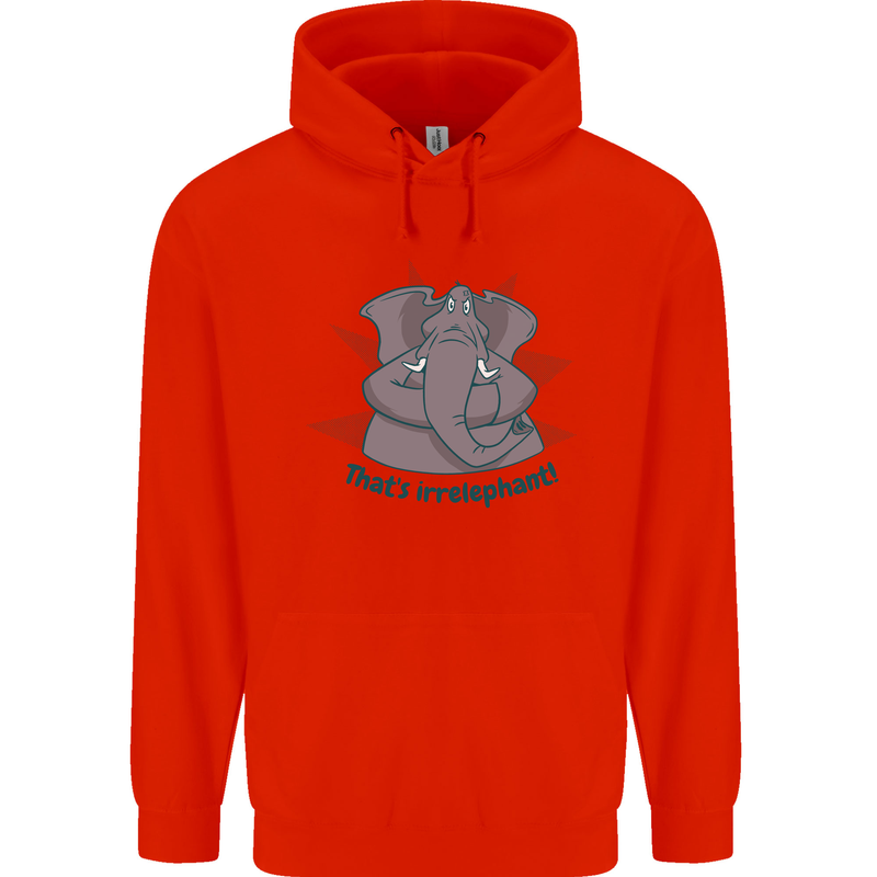 Irrelephant Funny Elephant Mens 80% Cotton Hoodie Bright Red