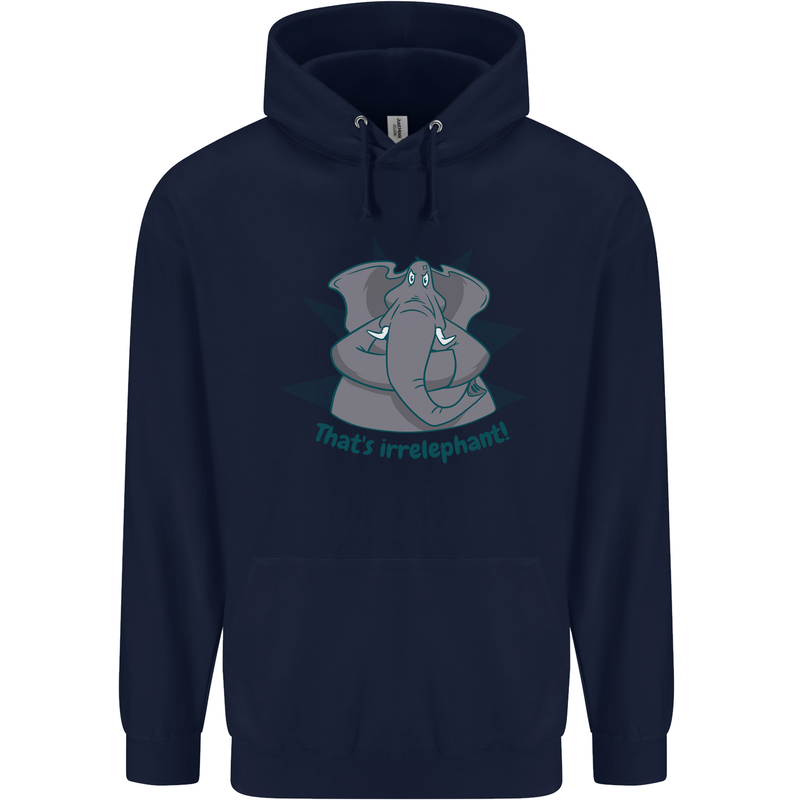 Irrelephant Funny Elephant Mens 80% Cotton Hoodie Navy Blue