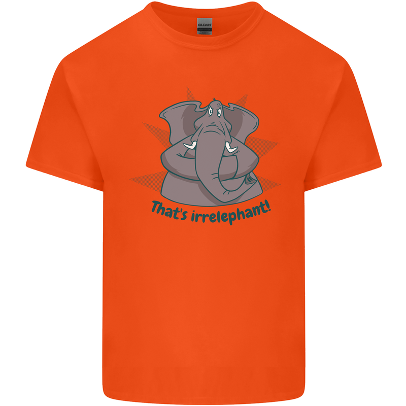 Irrelephant Funny Elephant Mens Cotton T-Shirt Tee Top Orange