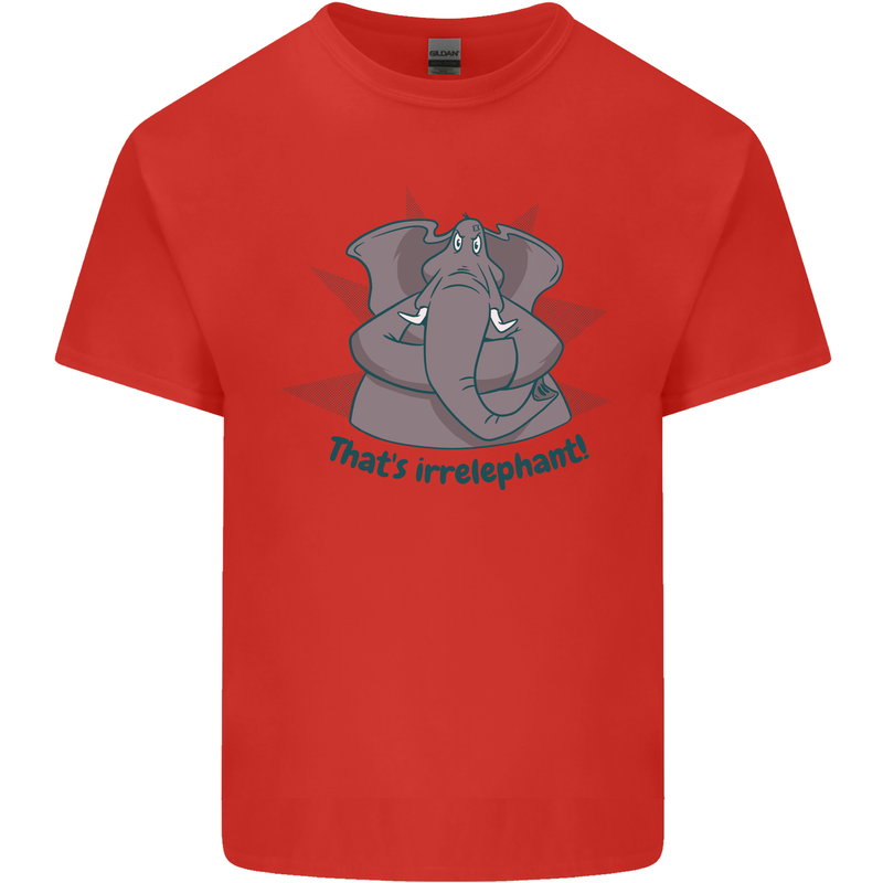 Irrelephant Funny Elephant Mens Cotton T-Shirt Tee Top Red
